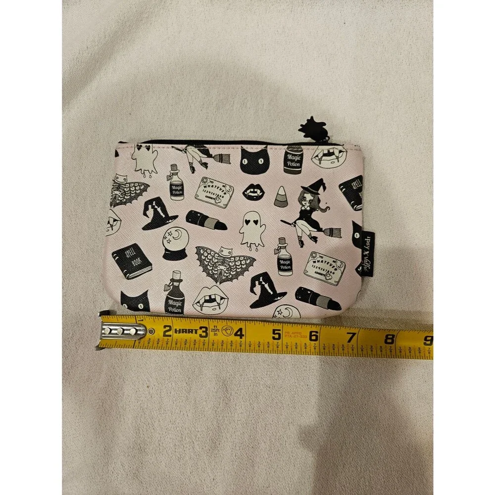 Ipsy x Valfre Makeup Cosmetic Pouch Pink Spooky Witch Print Halloween Goth